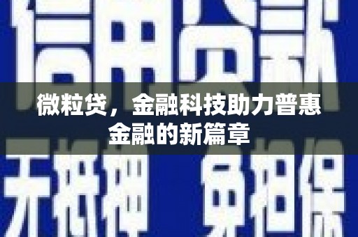 宿松微粒贷，金融科技助力普惠金融的新篇章