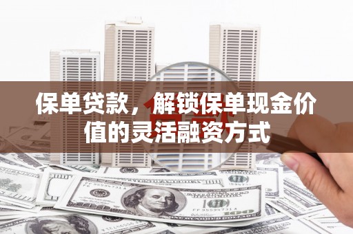 宿松保单贷款，解锁保单现金价值的灵活融资方式