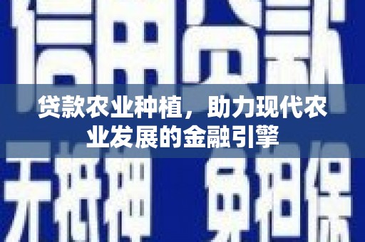 宿松贷款农业种植，助力现代农业发展的金融引擎