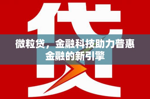 宿松微粒贷，金融科技助力普惠金融的新引擎