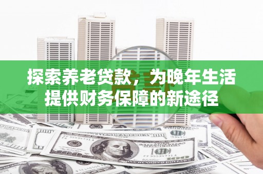 宿松探索养老贷款，为晚年生活提供财务保障的新途径