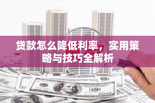 宿松贷款怎么降低利率，实用策略与技巧全解析