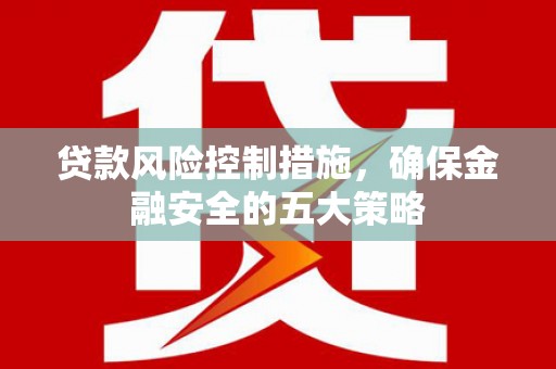 宿松贷款风险控制措施，确保金融安全的五大策略