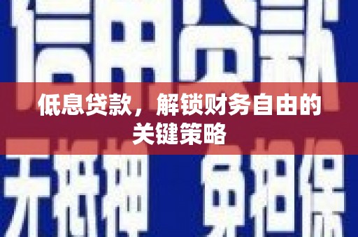 宿松低息贷款，解锁财务自由的关键策略