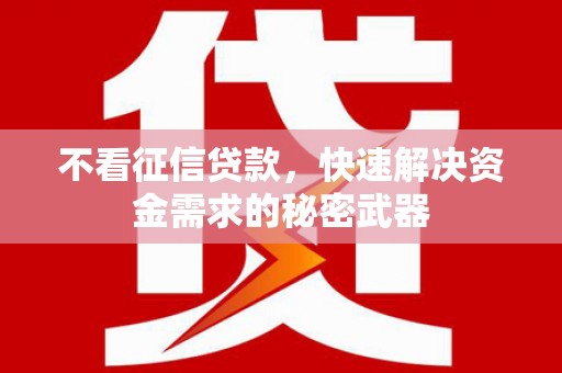 宿松不看征信贷款，快速解决资金需求的秘密武器