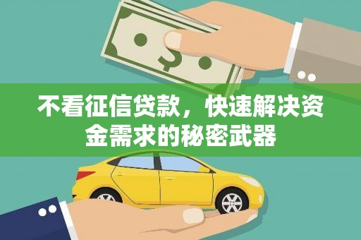 宿松不看征信贷款，快速解决资金需求的秘密武器