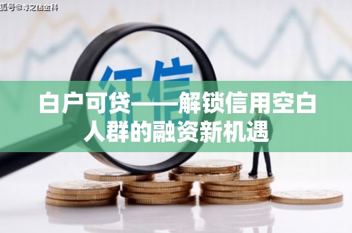 宿松白户可贷——解锁信用空白人群的融资新机遇