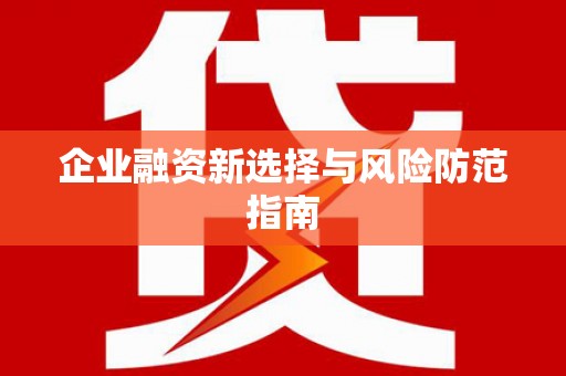 宿松企业融资新选择与风险防范指南